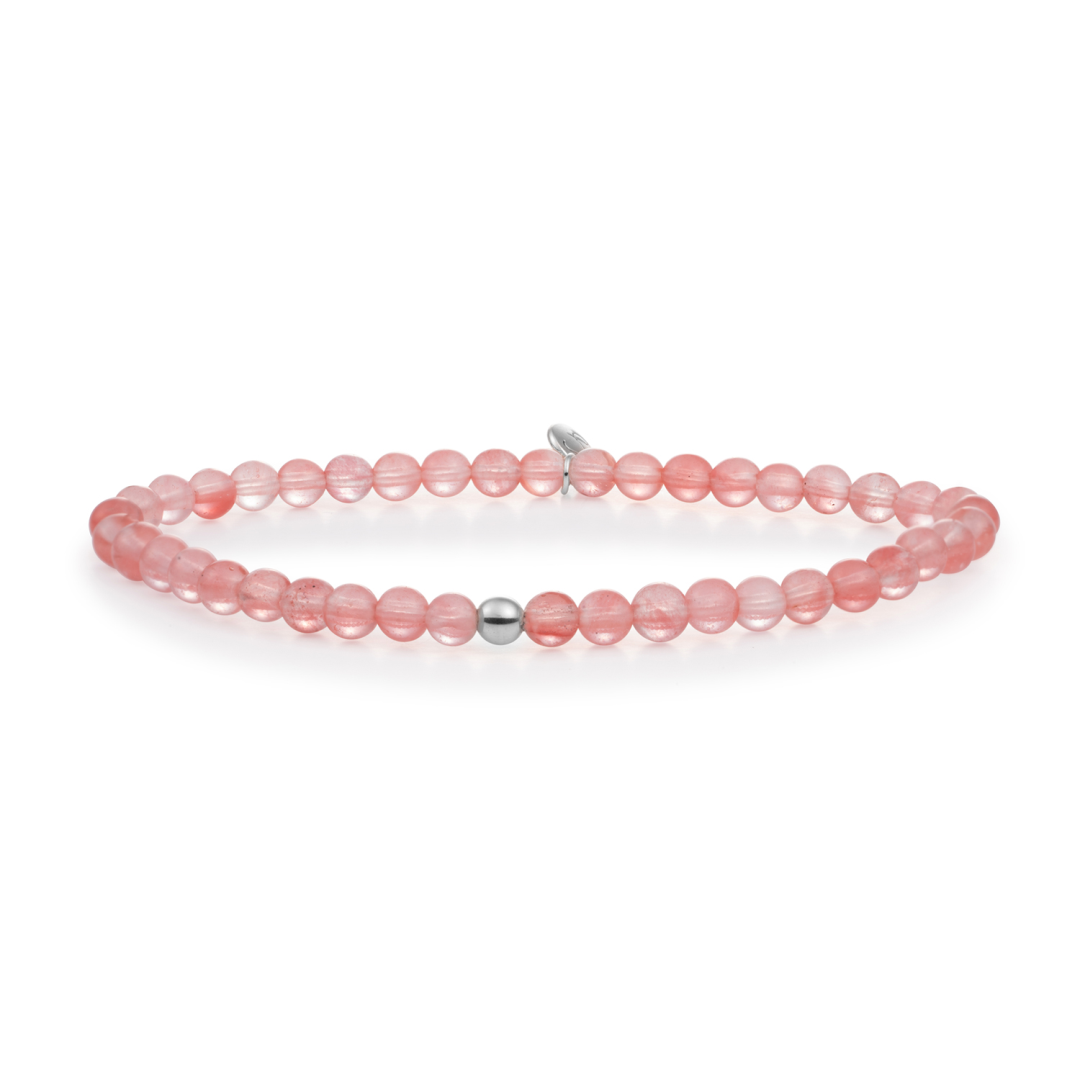 Bracelet | Cherry Quartz Saturn small - Silver 4mm