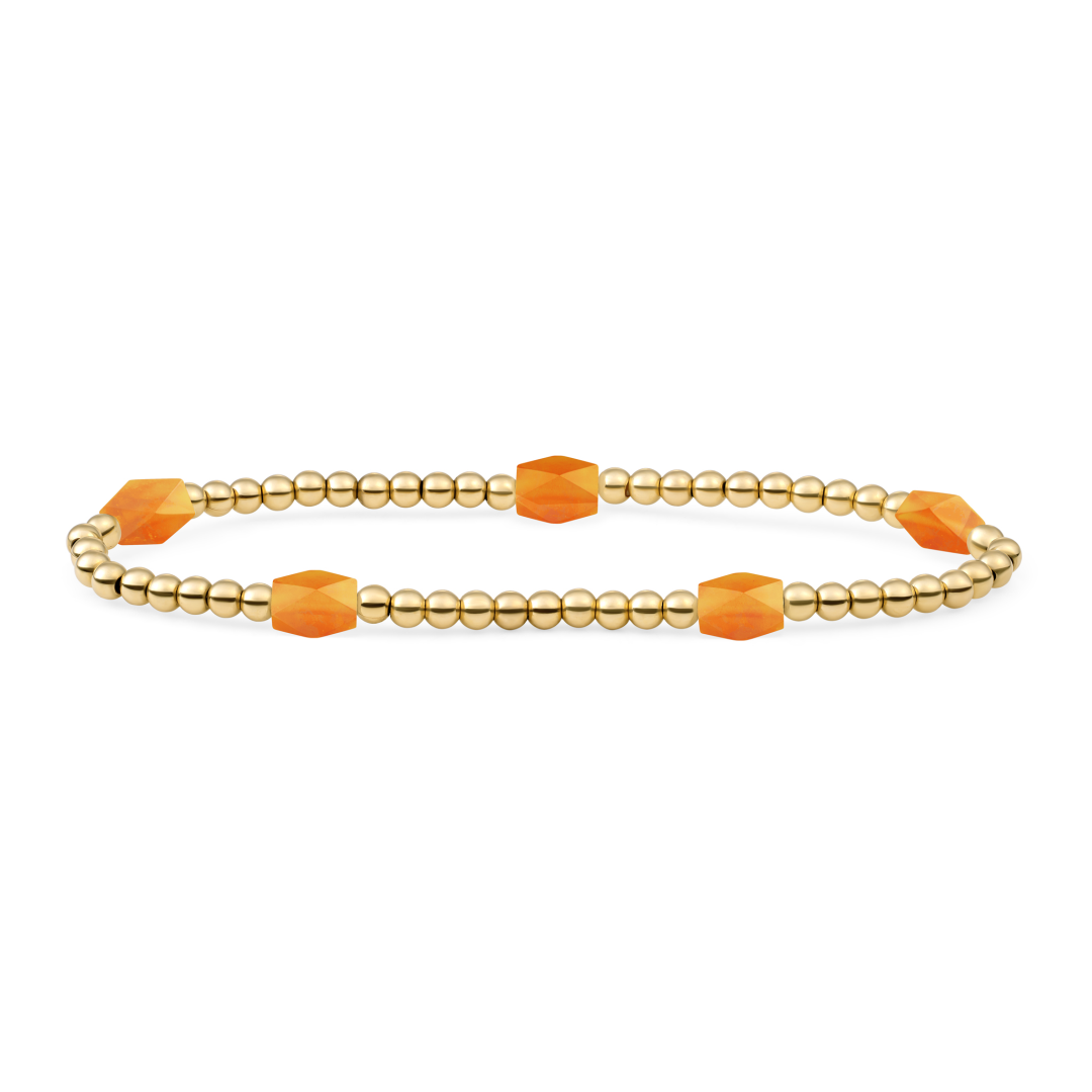 Bracelet | Citrine Quartz 3mm Reverse Edge Mix | gold plated