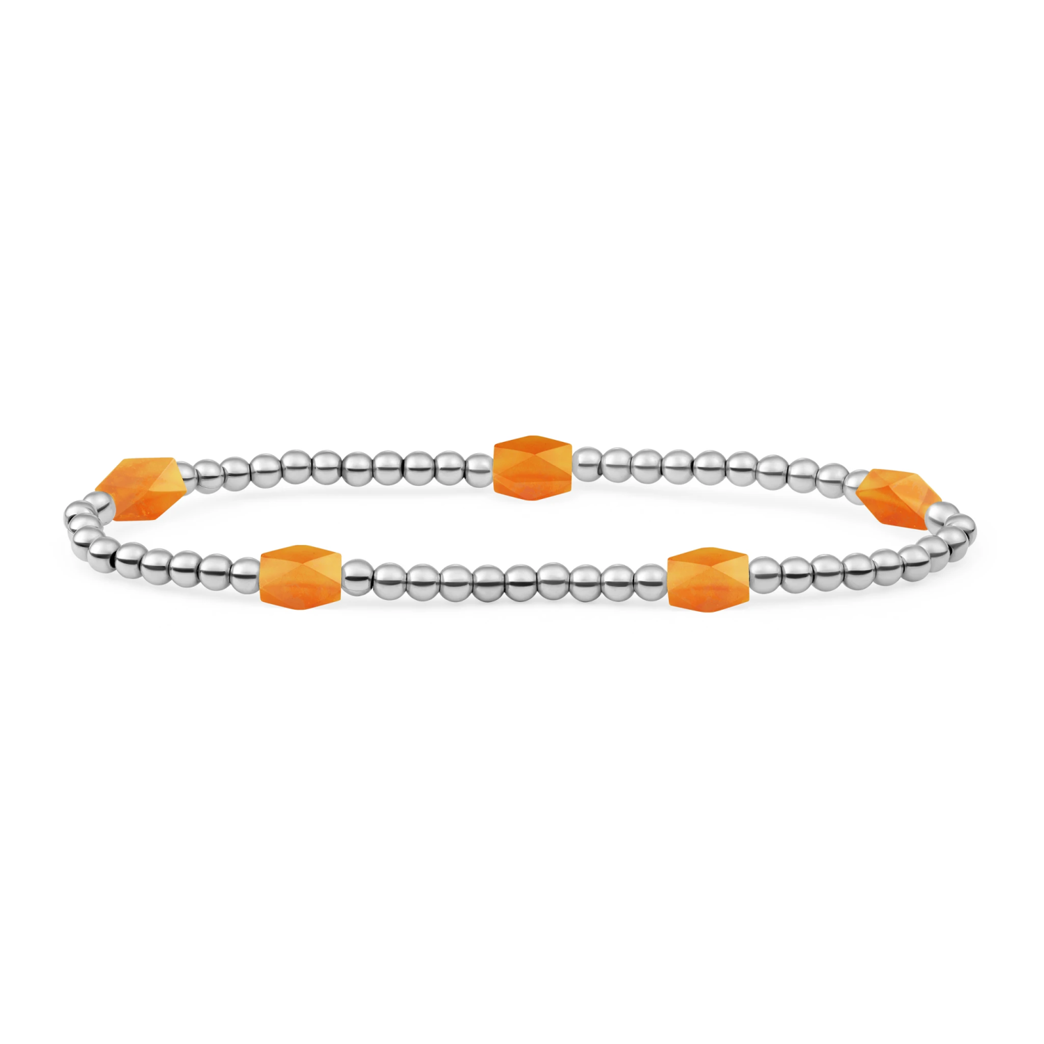 Bracelet | Citrine Quartz 3mm Reverse Edge Mix | silver