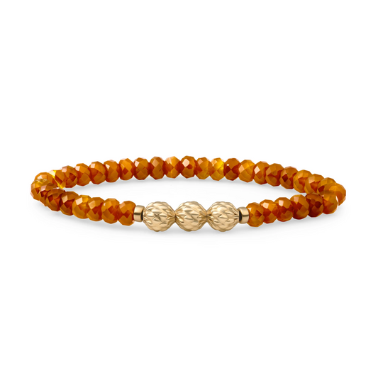 Bracelet | Citrine Quartz 6mm fuse beads | gold plated