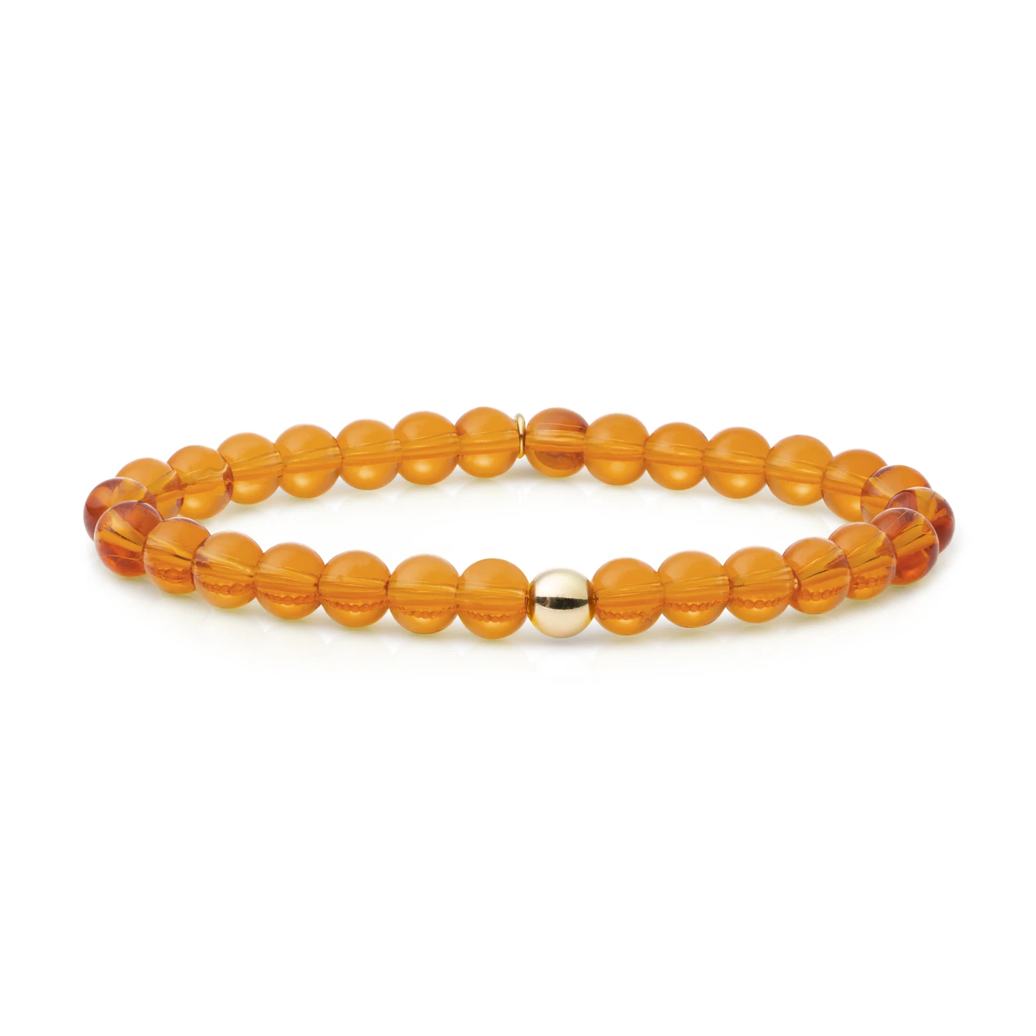 Bracelet | Citrine Quartz Saturn large - Gold - 6mm