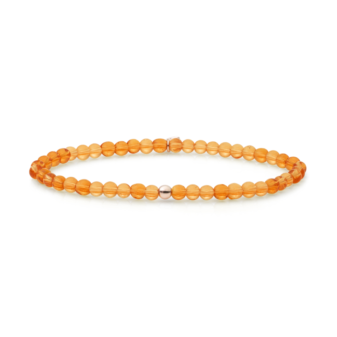 Bracelet | Citrine Quartz Saturn small - Rose gold 4mm
