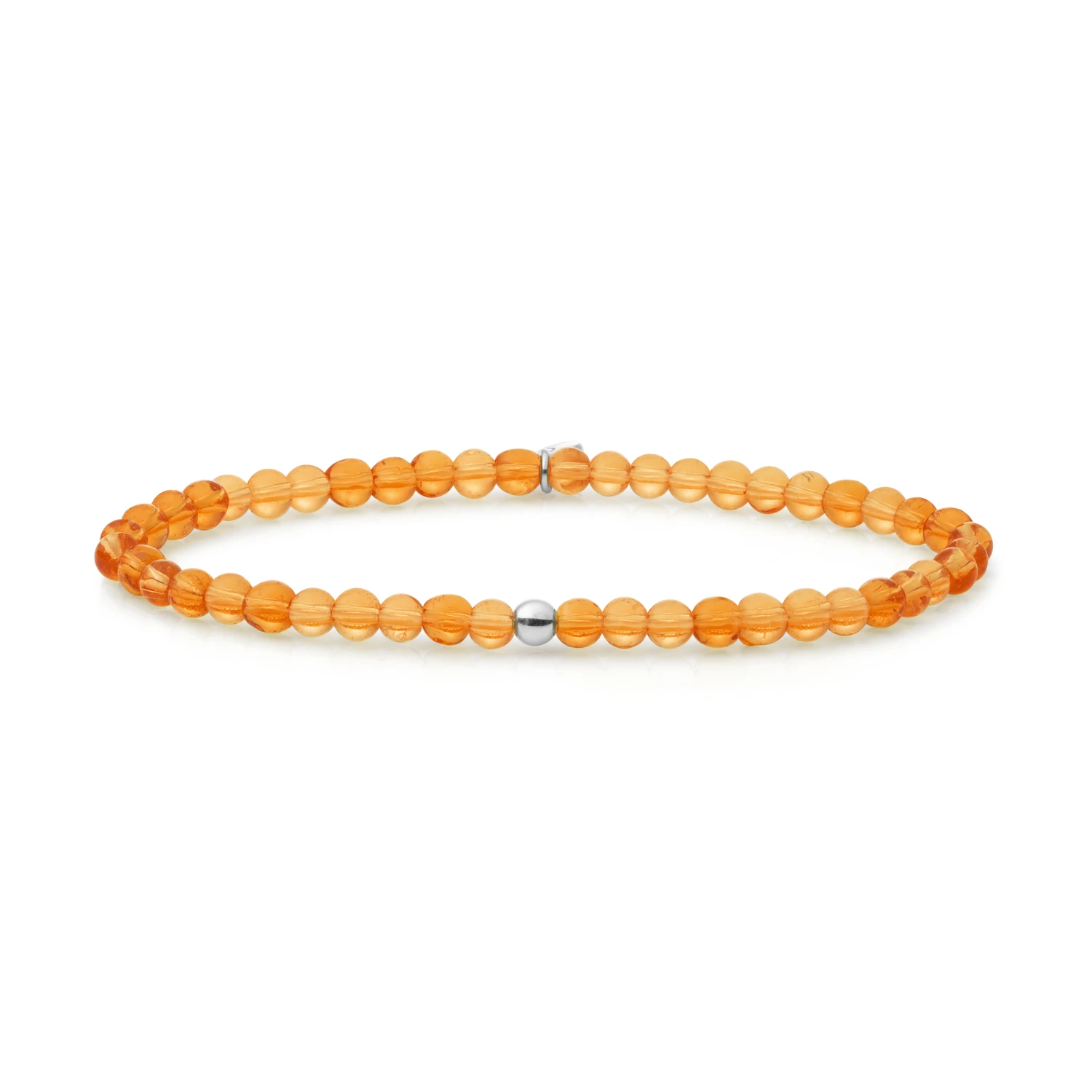 Bracelet | Citrine Quartz Saturn small - Silver - 4mm