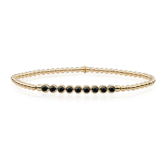 Bracelet | Crystal Tube - Gold - Black CZ