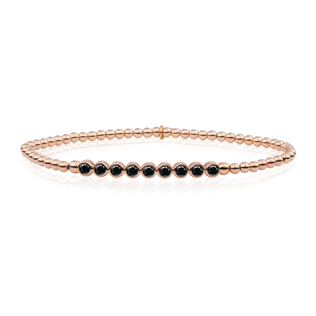 Bracelet | Crystal Tube - Rose Gold - Black CZ