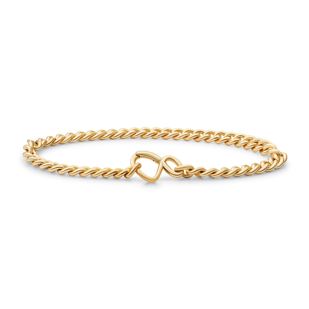Bracelet | Curb chain gold plated - Silver - 19cm