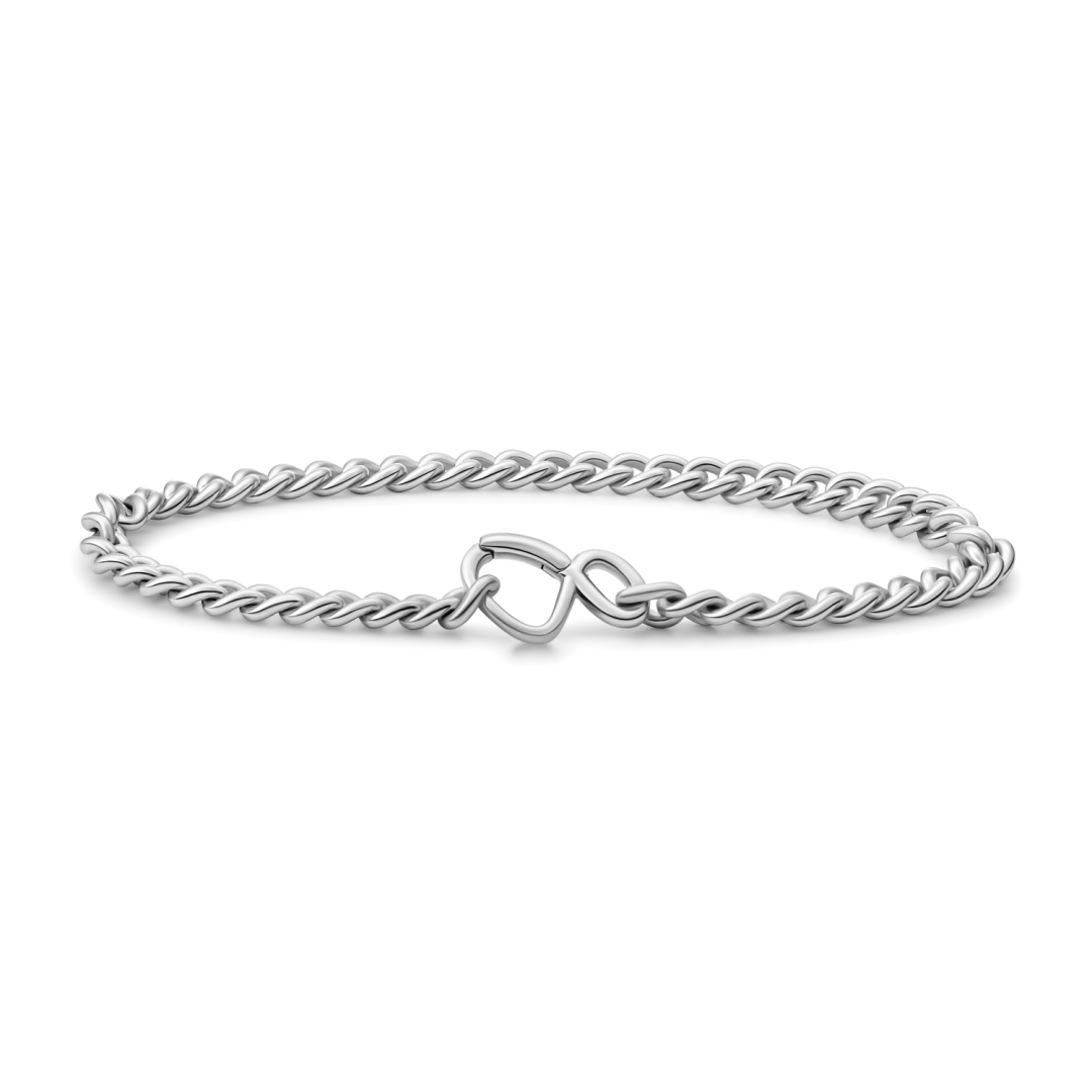 Bracelet | Curb chain rhodium plated - Silver - 18cm