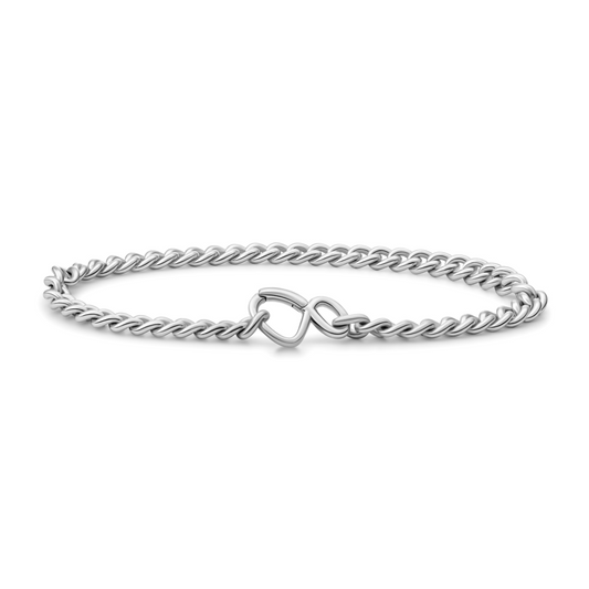 Bracelet | Curb chain rhodium plated - Silver - 18cm