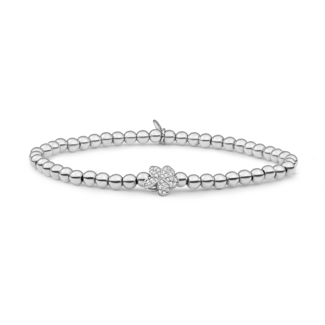 Bracelet | Flora Disc Silver - White CZ