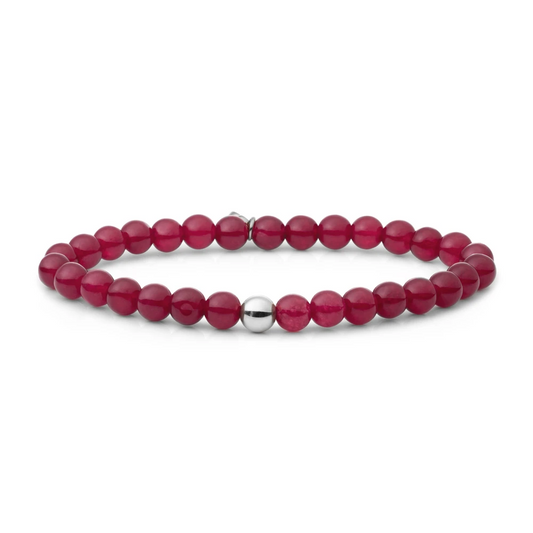 Bracelet | Fuchsia Jade Saturn large - Silver 6mm