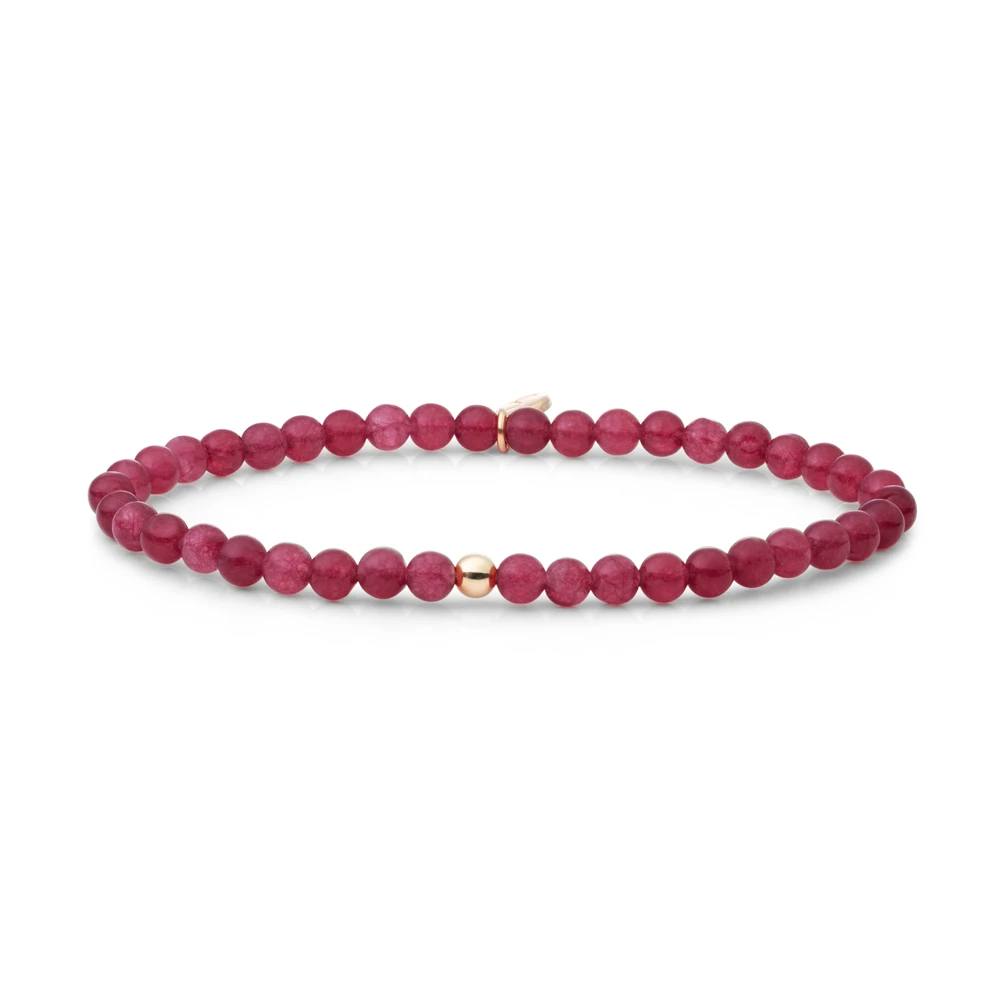 Bracelet | Fuchsia Jade Saturn small - Gold 4mm