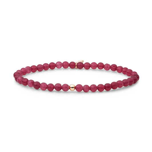 Bracelet | Fuchsia Jade Saturn small - Gold 4mm