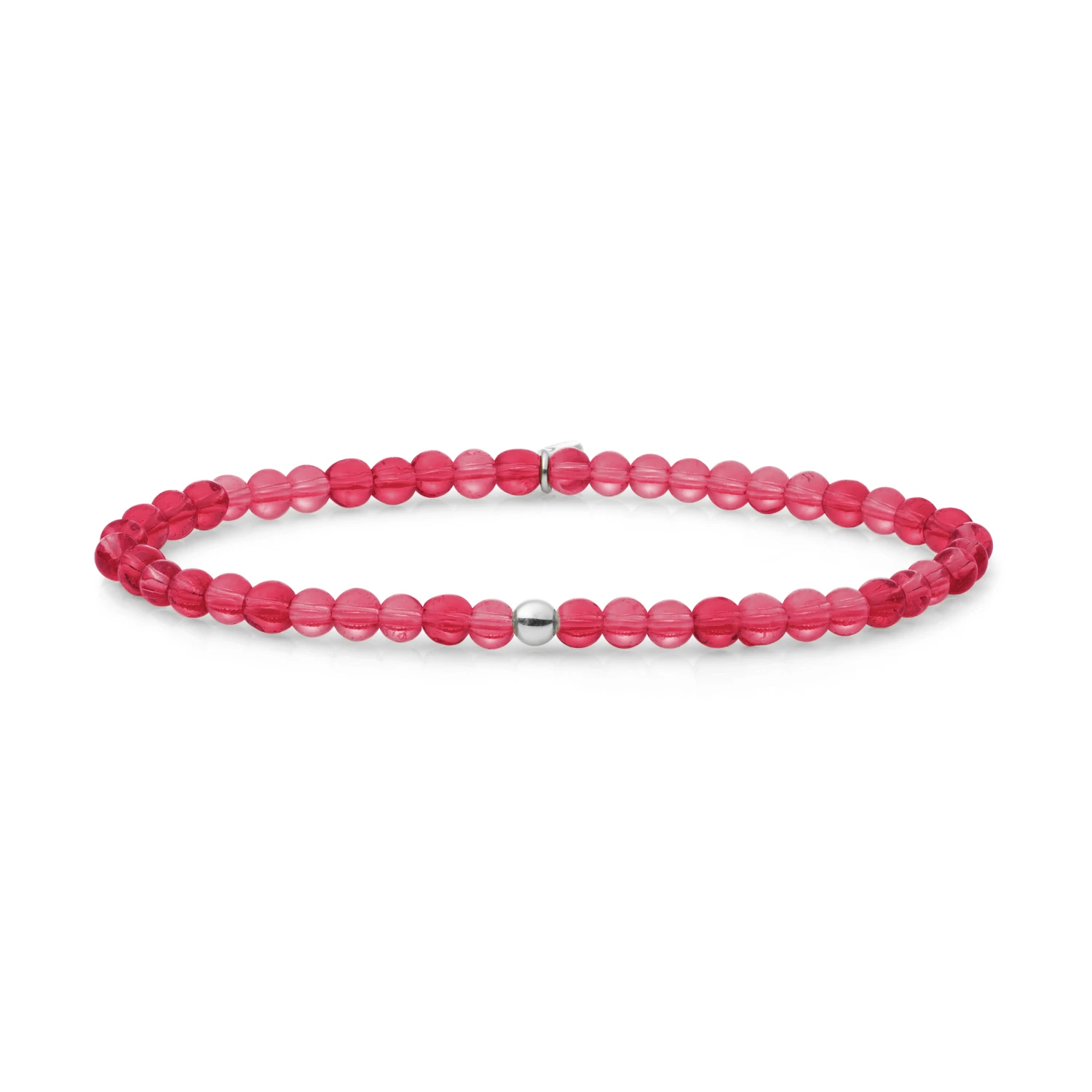 Bracelet | Fuchsia Quartz Saturn small - Silver - 4mm - SB-GEM51-ADD-4MM
