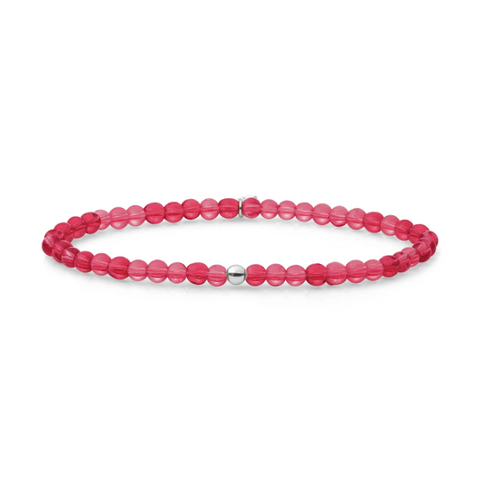 Bracelet | Fuchsia Quartz Saturn small - Silver - 4mm