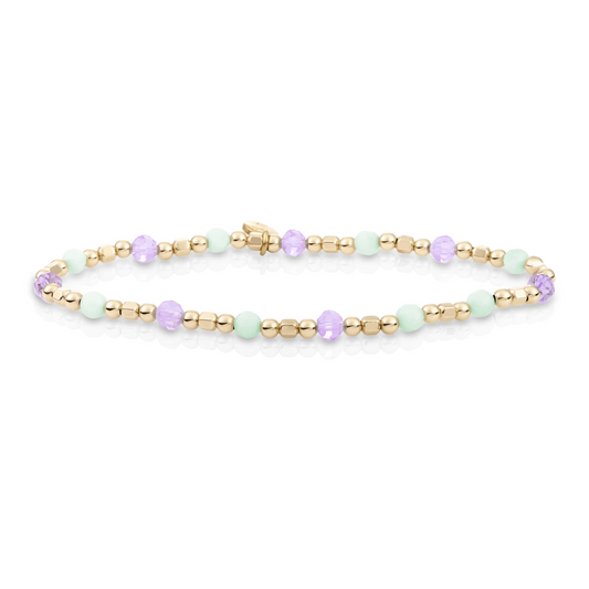 Bracelet | Gold - Amazonite & Violet Quartz - Edge Mix