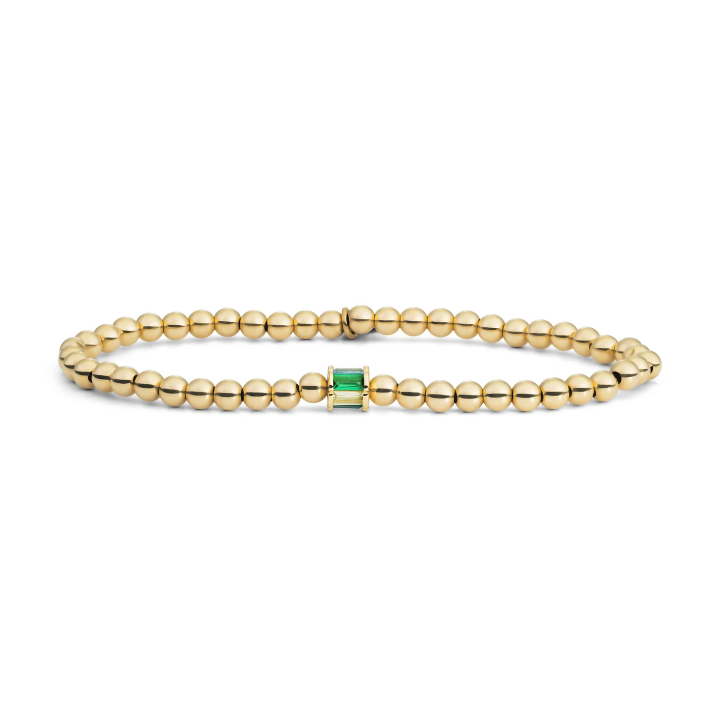 Bracelet | Gold - Baguette Cylinder Green CZ