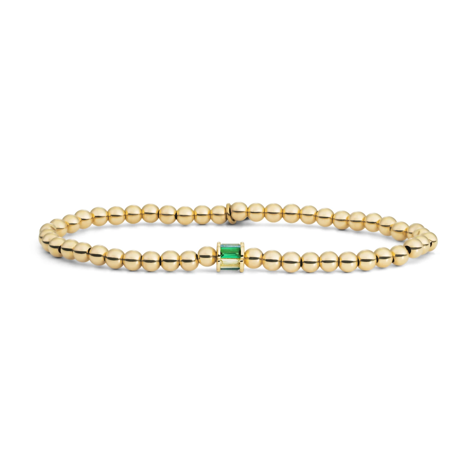 Bracelet | Gold - Baguette Cylinder Green CZ