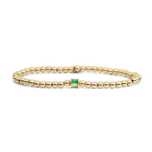 Bracelet | Gold - Baguette Cylinder Green CZ