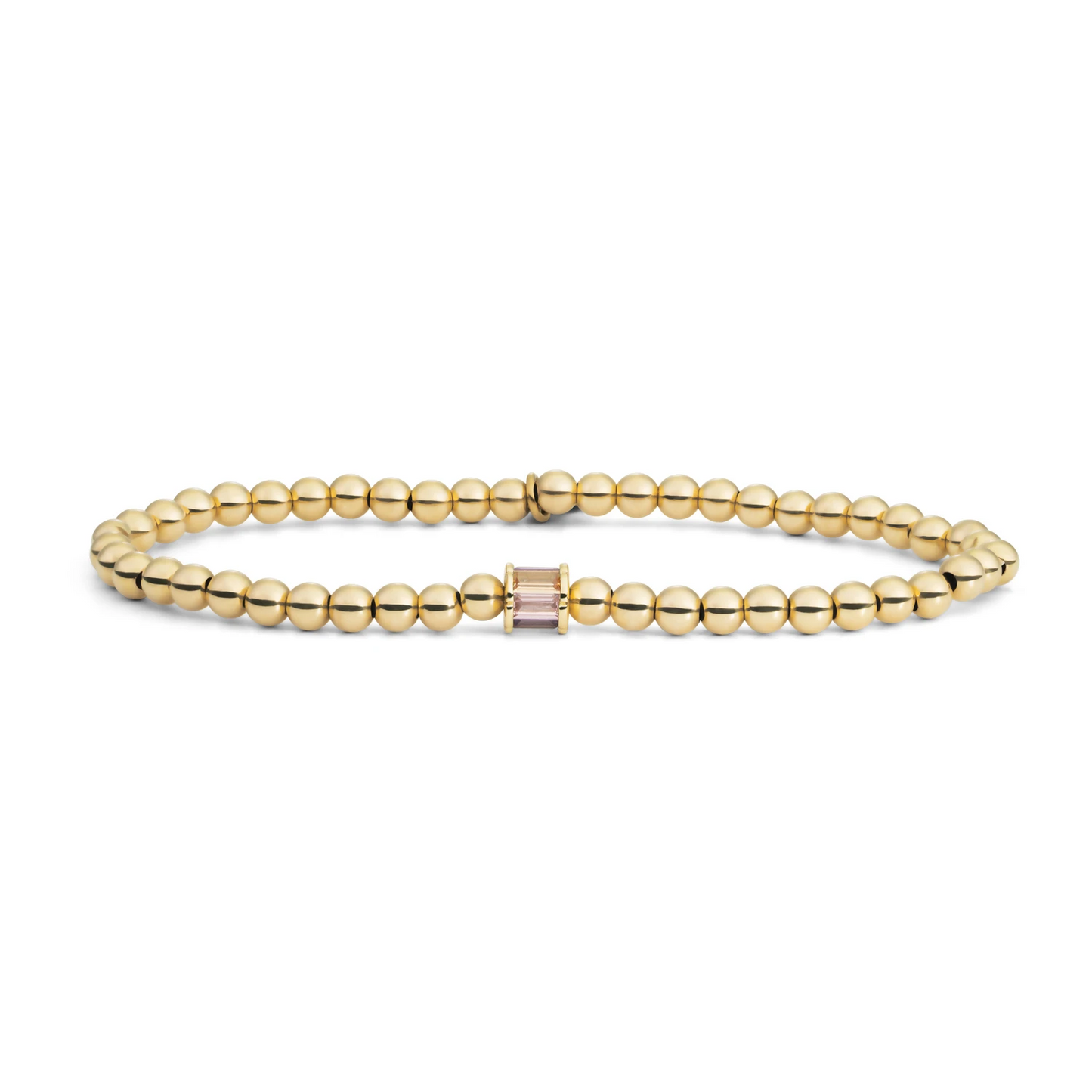Bracelet | Gold - Baguette Cylinder Purple CZ