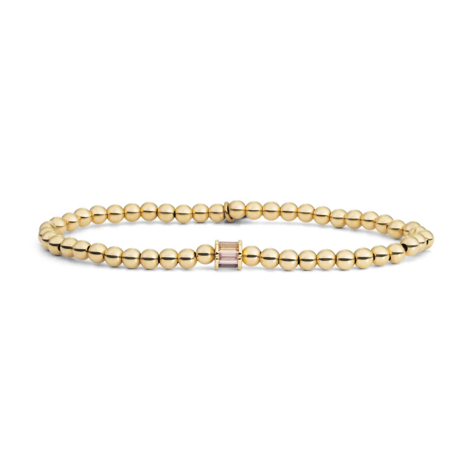 Bracelet | Gold - Baguette Cylinder Purple CZ