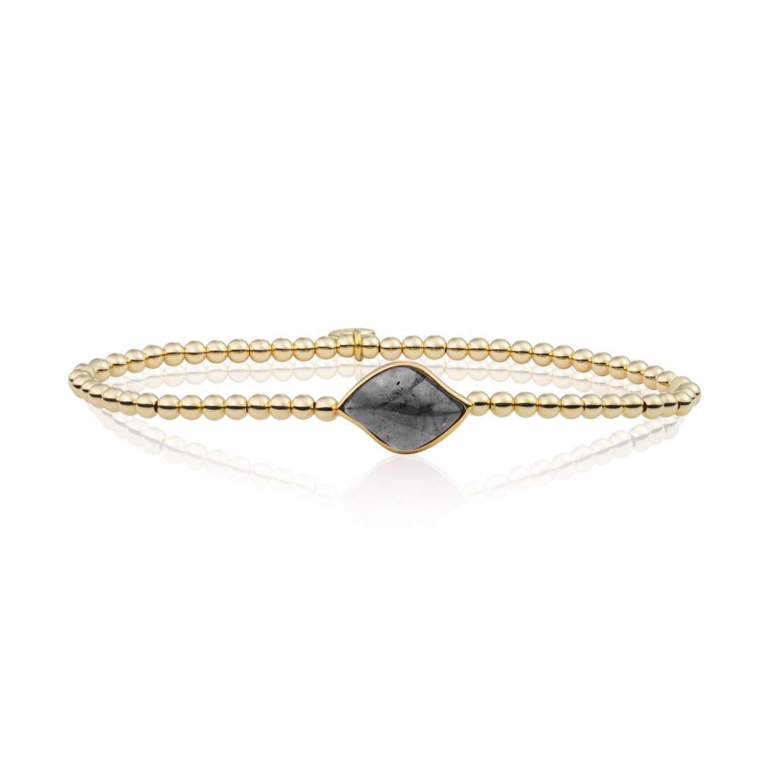 Bracelet | Gold - Black Rutilated Quartz Blossom