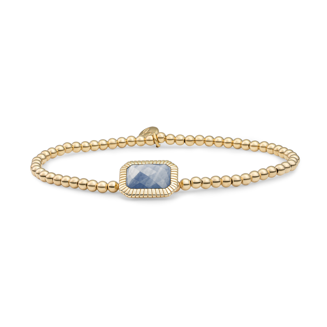 Bracelet | Gold - Blue Aventurine Baguette