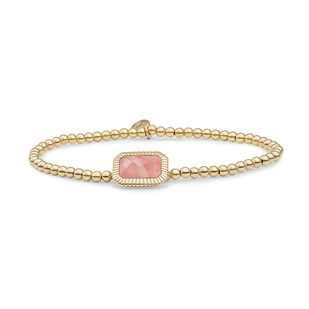 Bracelet | Gold - Cherry Quartz Baguette