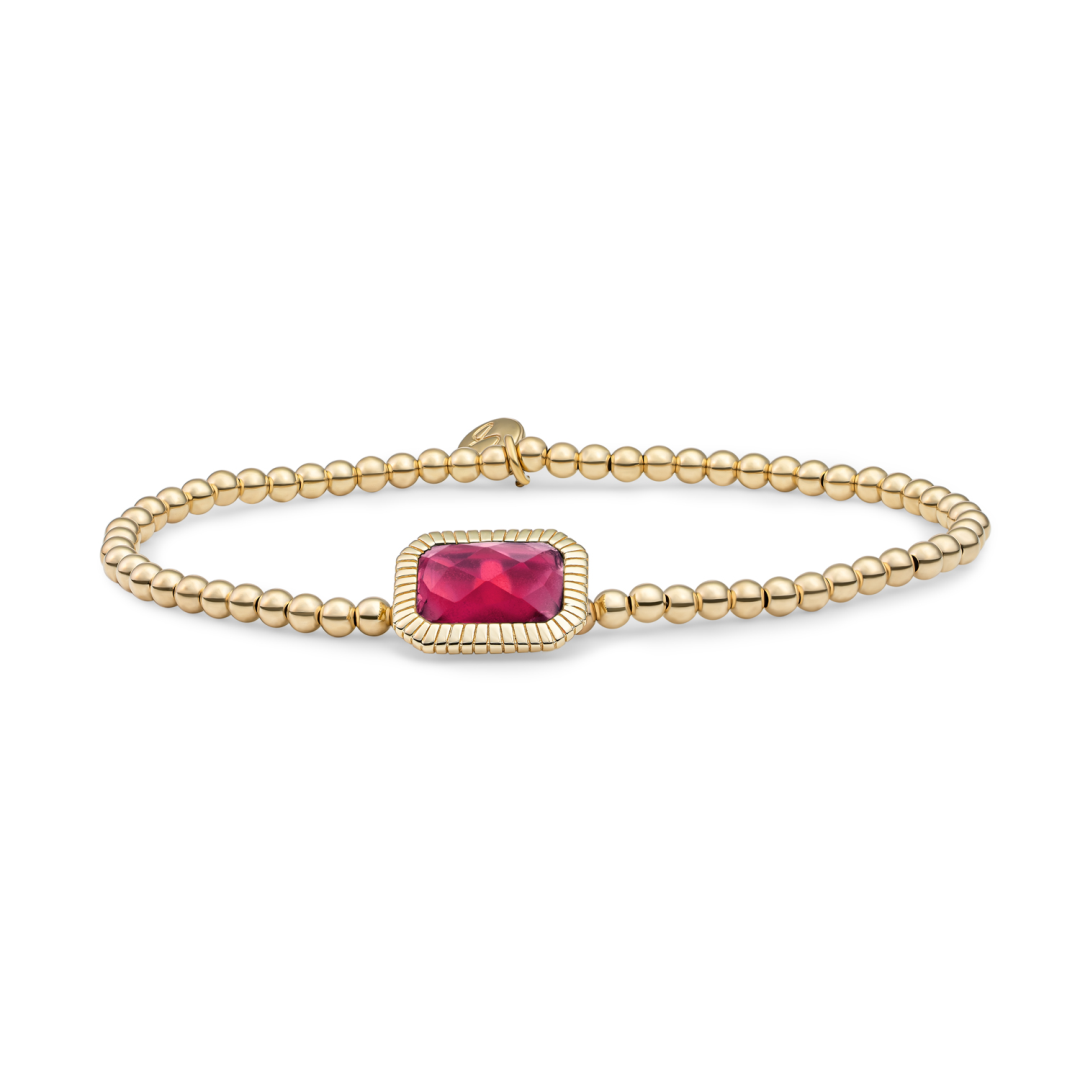 Bracelet | Gold - Fuchsia Quartz Baguette