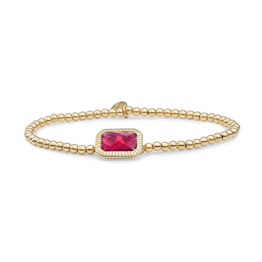 Bracelet | Gold - Fuchsia Quartz Baguette