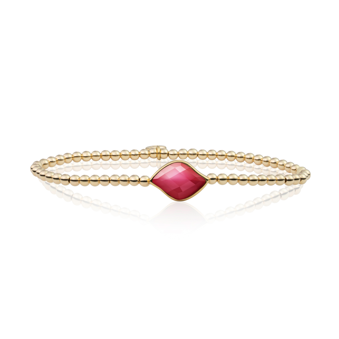 Bracelet | Gold - Fuchsia Quartz Blossom