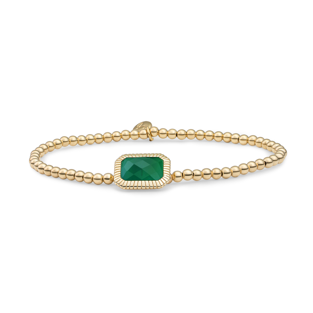 Bracelet | Gold - Green Onyx Baguette