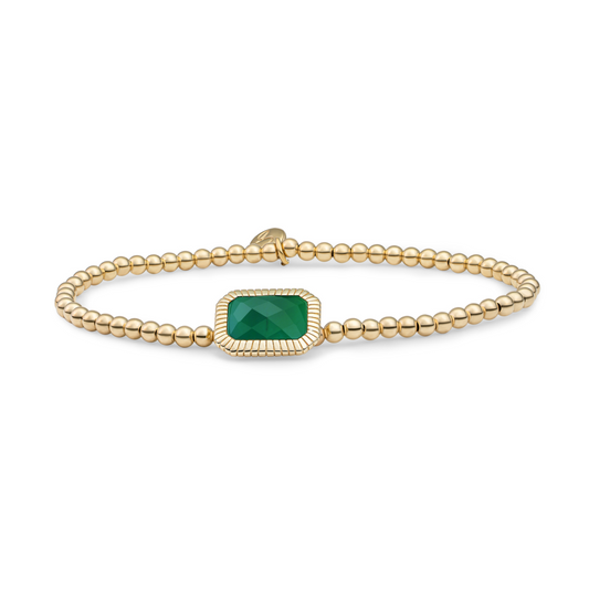Bracelet | Gold - Green Onyx Baguette