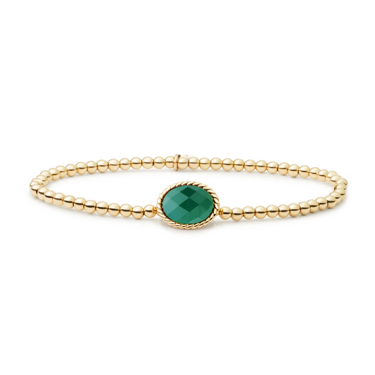 Bracelet | Gold - Green Onyx Twist