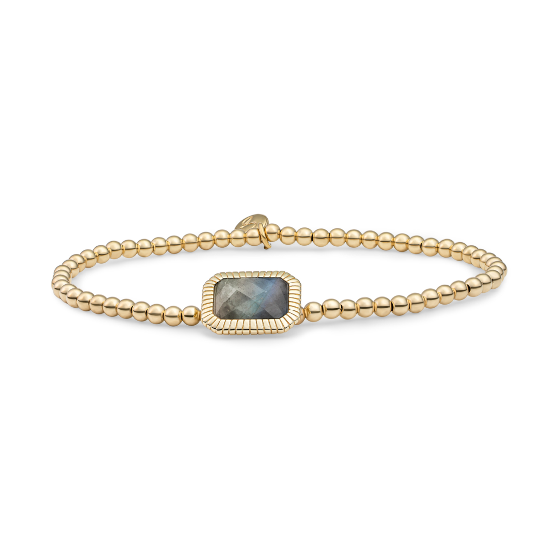 Bracelet | Gold - Labradorite Baguette