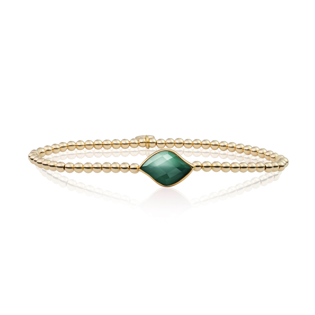 Bracelet | Gold - Petrol Green Quartz Blossom