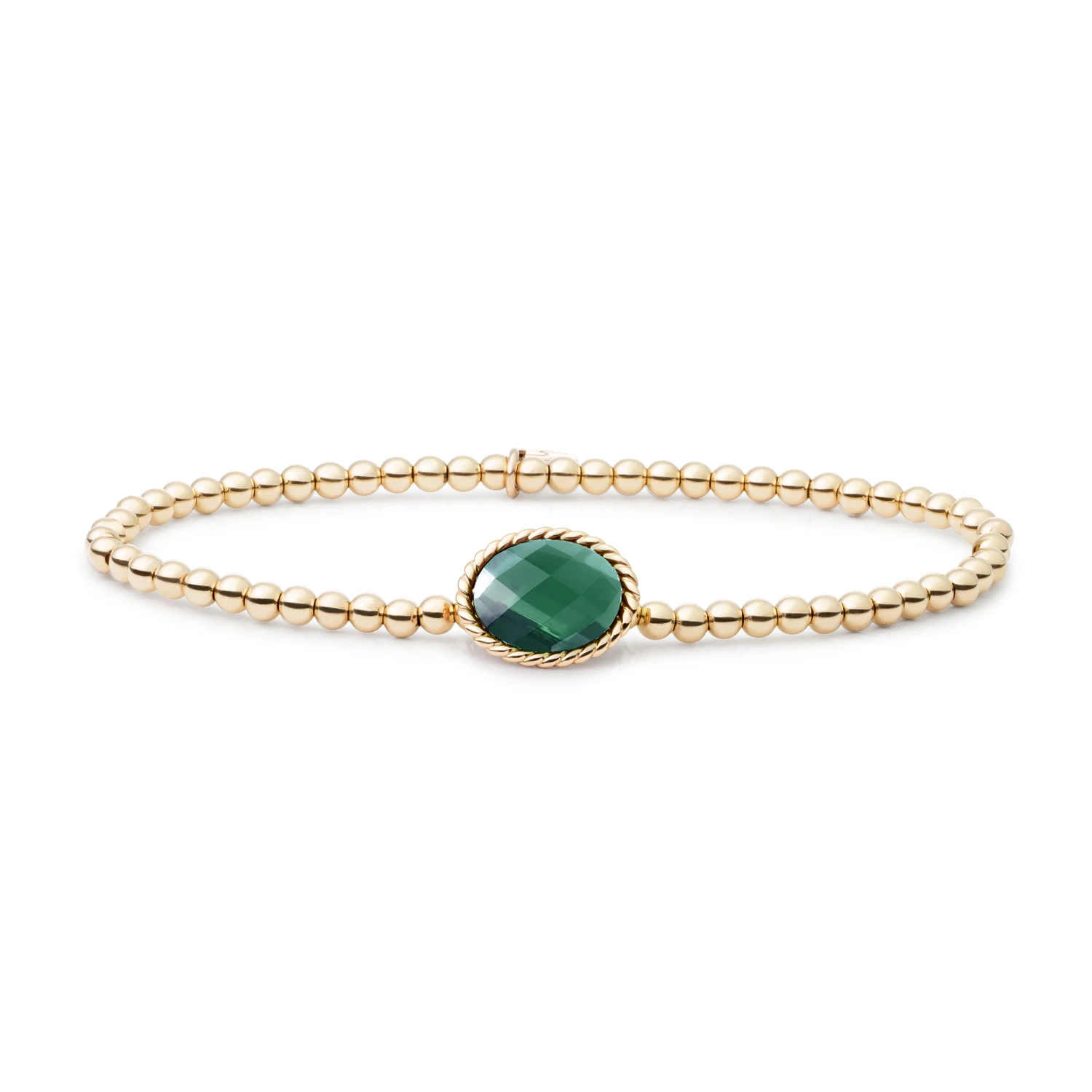 Bracelet | Gold - Petrol Green Quartz Twist