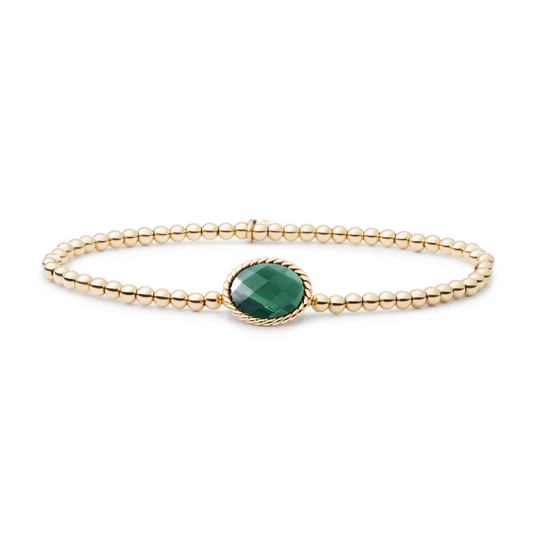 Bracelet | Gold - Petrol Green Quartz Twist
