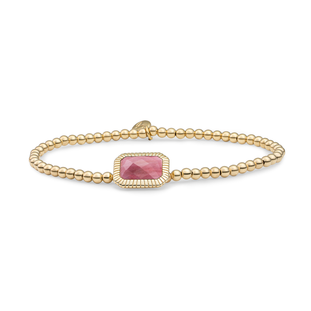 Bracelet | Gold - Pink Rhodonite Baguette