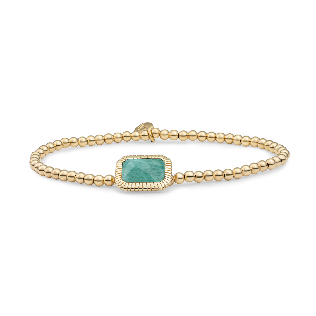 Bracelet | Gold - Rich Green Amazonite Baguette