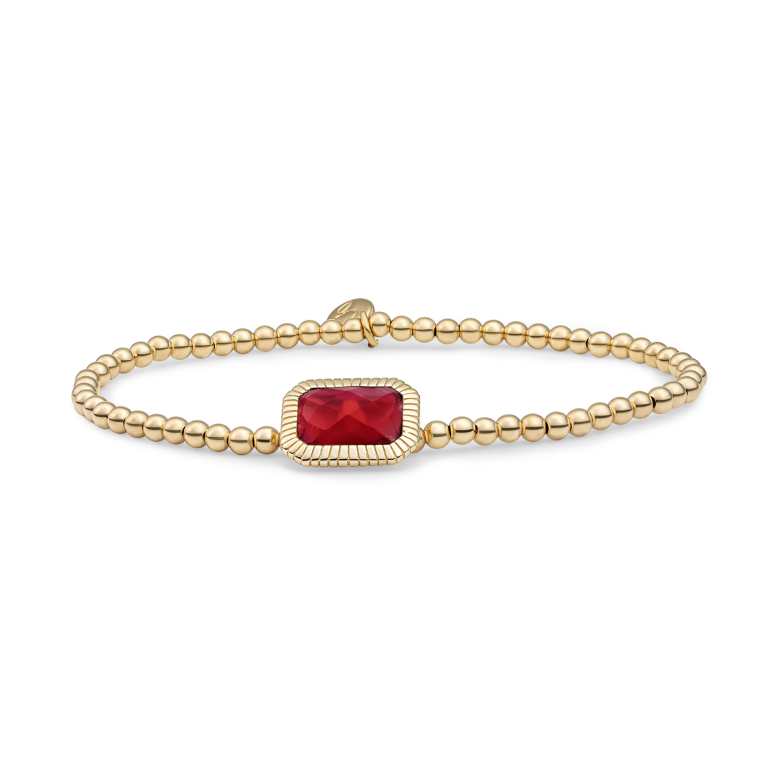 Bracelet | Gold - Ruby Quartz Baguette
