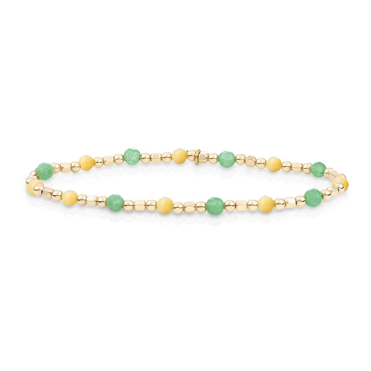 Bracelet | Gold - Yellow Jade & Green Aventurine - Edge Mix