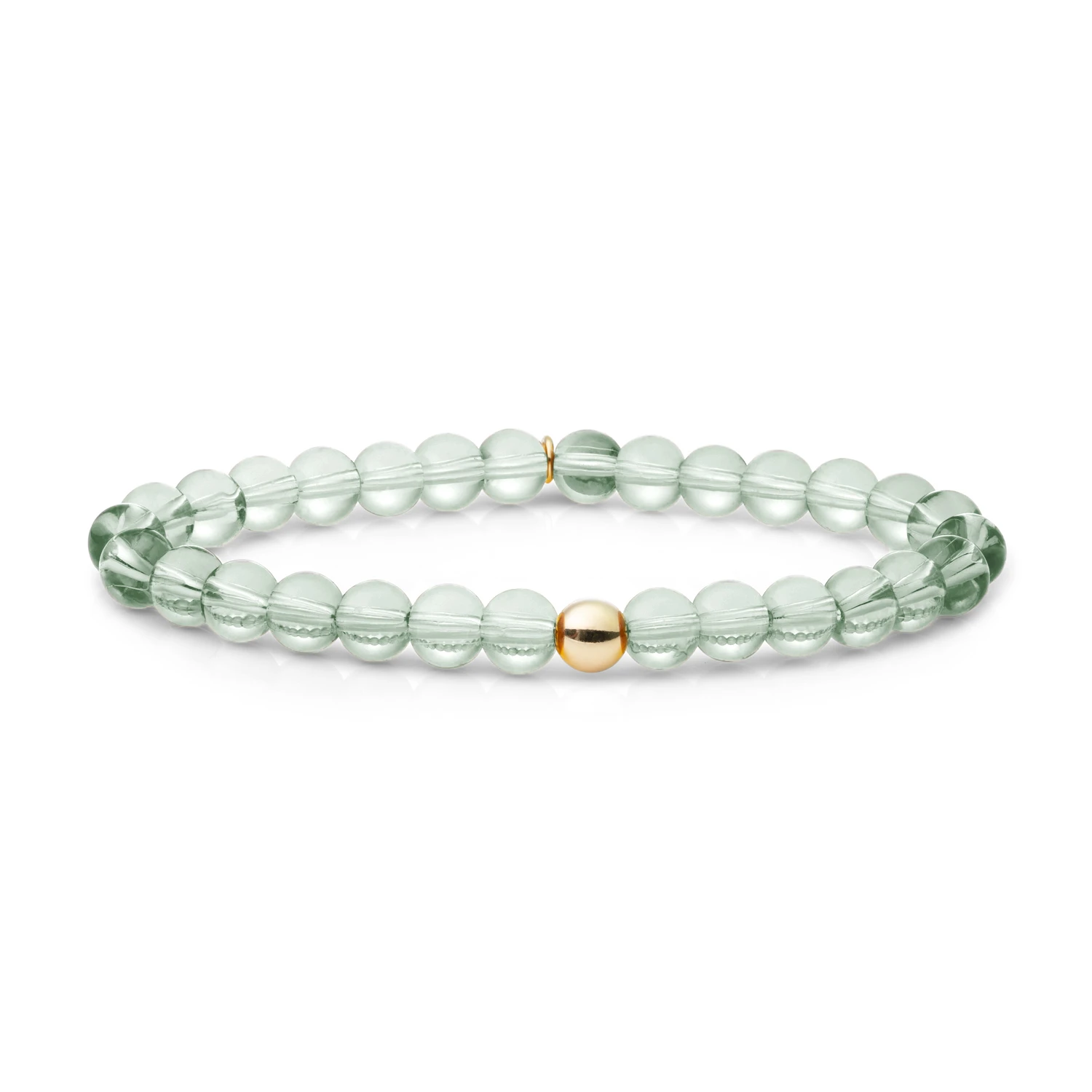 Bracelet | Green Amethyst Saturn large - Gold 6mm