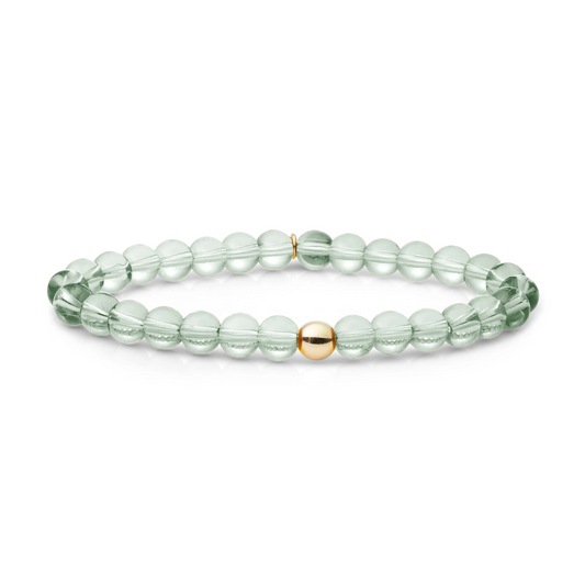 Bracelet | Green Amethyst Saturn large - Gold 6mm