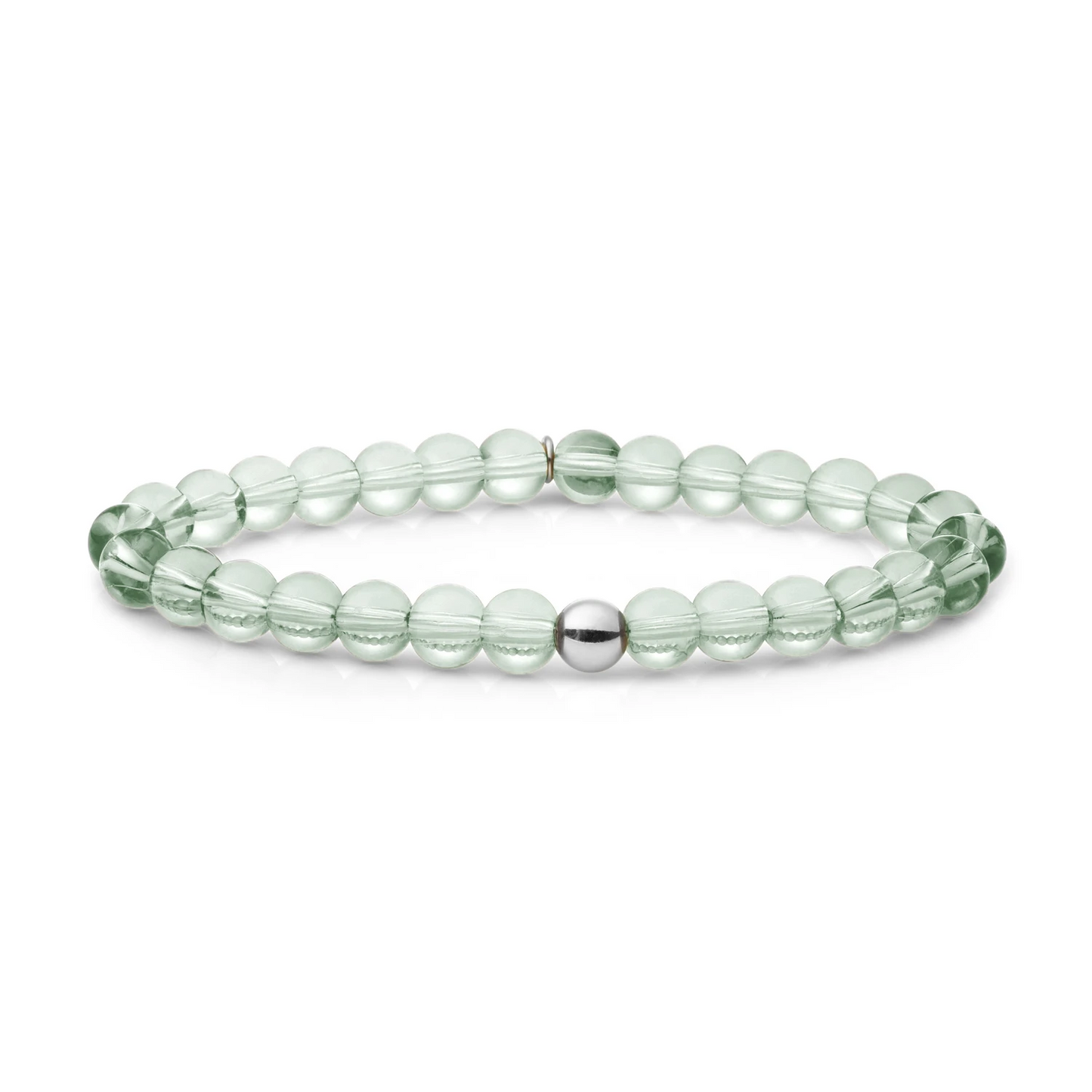 Bracelet | Green Amethyst Saturn large - Silver 6mm