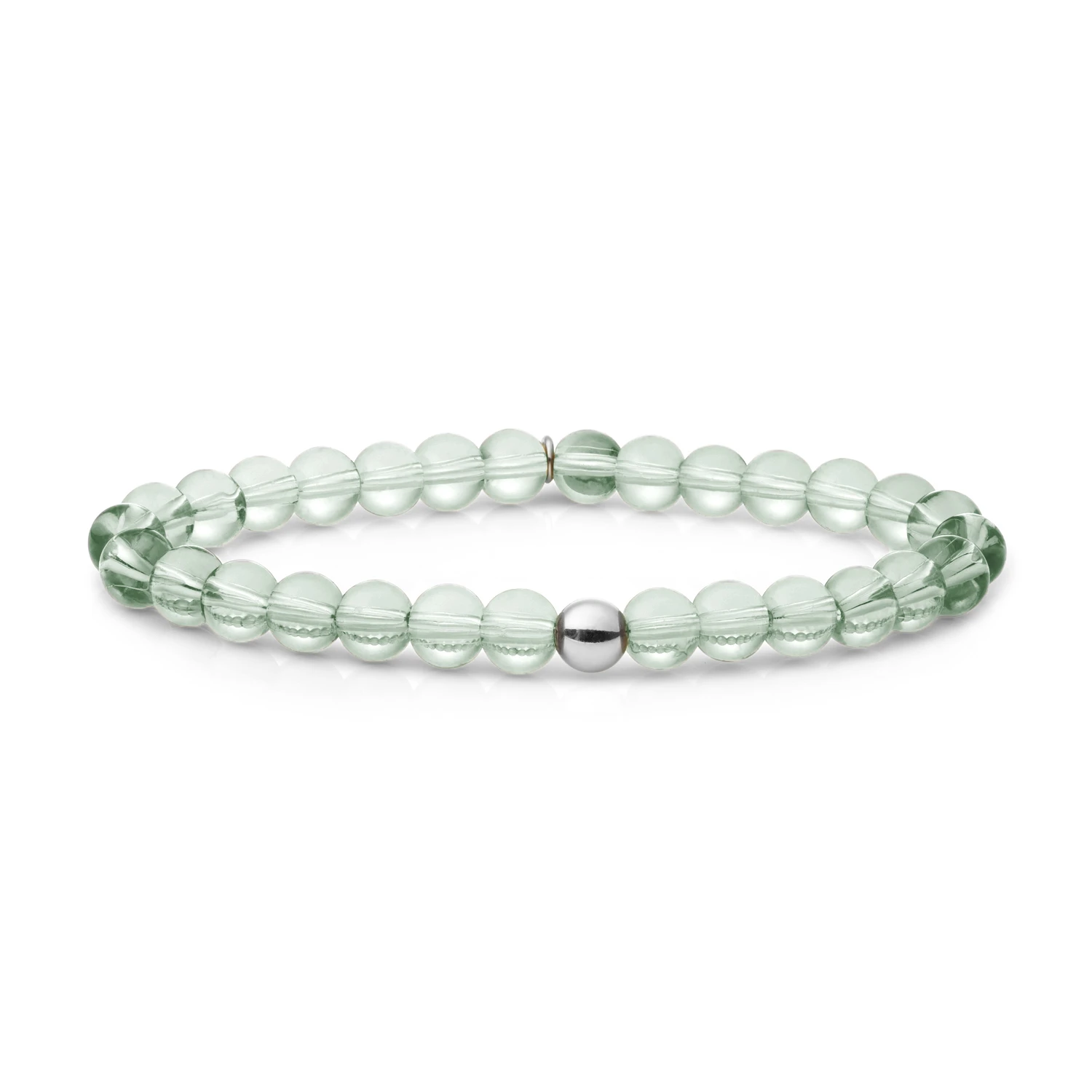 Bracelet | Green Amethyst Saturn large - Silver 6mm