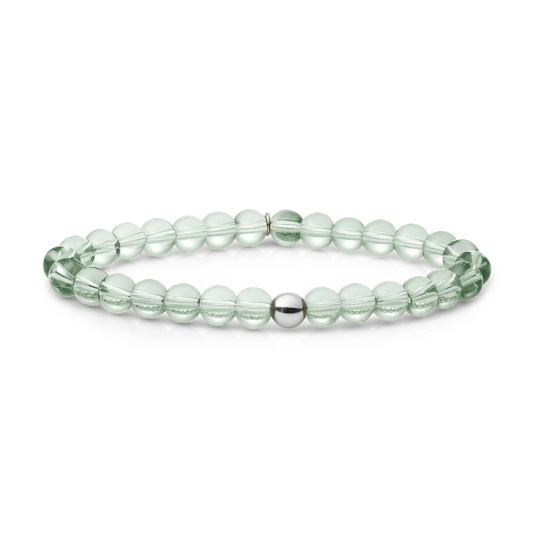 Bracelet | Green Amethyst Saturn large - Silver 6mm