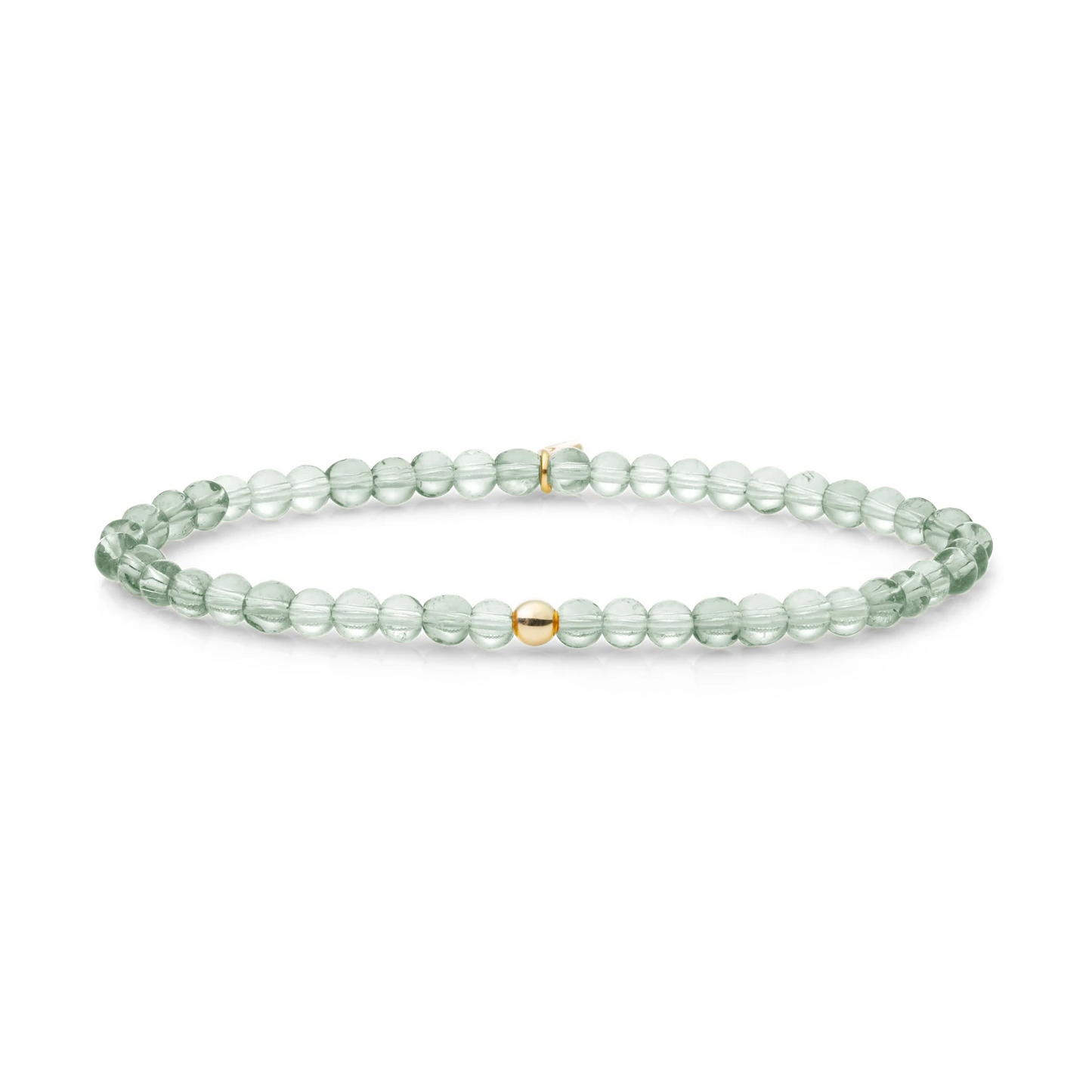 Bracelet | Green Amethyst Saturn small - Gold 4mm