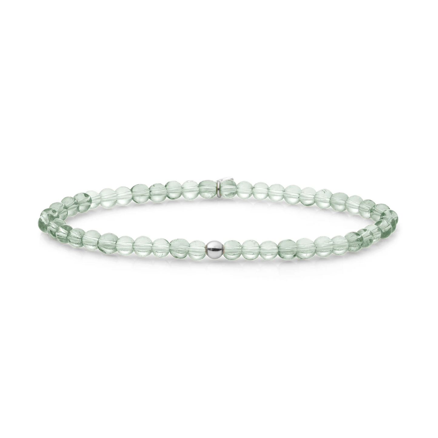 Bracelet | Green Amethyst Saturn small - Silver 4mm