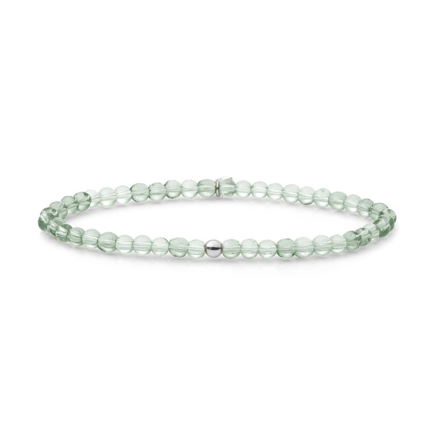 Bracelet | Green Amethyst Saturn small - Silver 4mm