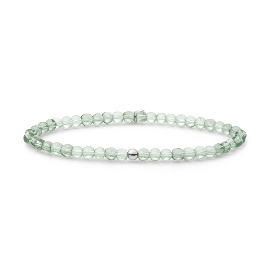 Bracelet | Green Amethyst Saturn small - Silver 4mm